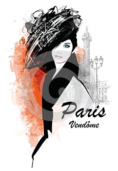 Woman in Paris - place Vendome photo