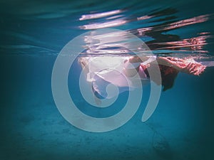 Woman partially submerged