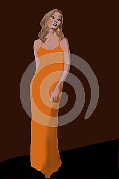 Woman in a Party-Dress - Digital Illustration