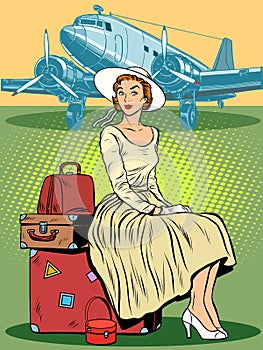 Woman passenger airport baggage