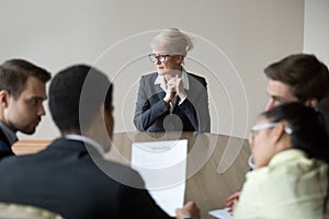 Woman passing job interview in the office at boardroom