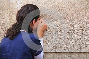 Woman Passionately Praying at the Western Wall