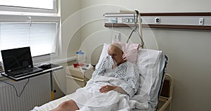 Woman patient with cancer in hospital