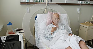 Woman patient with cancer in hospital