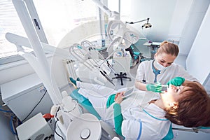 Woman patient at the dentist