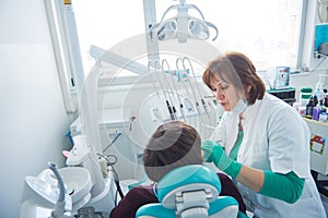 Woman patient at the dentist