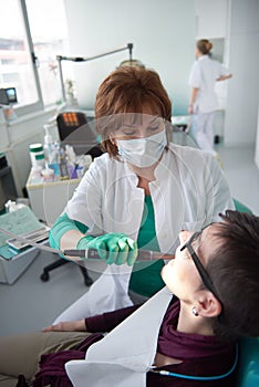 Woman patient at the dentist