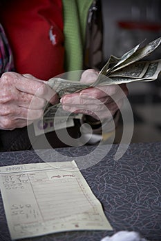 Woman paying bill