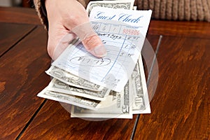 Woman paying bill