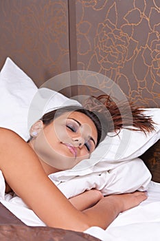 Woman is peacefully sleeping