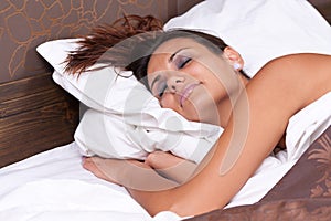 Woman is peacefully sleeping