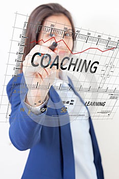 Woman pen touch coaching