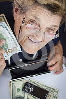 Woman pensioner and money