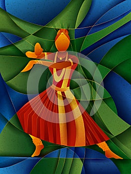 Woman performing Kuchipudi classical dance of Andhra Pradesh, India
