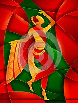 Woman performing Lavani folk dance of Maharashtra, India