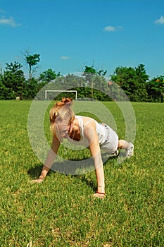 Woman performing push-up