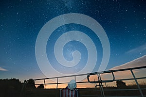 Woman during the perseid meteor shower sees the milky way and ot