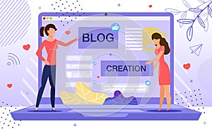 Woman Personal Blog Creation Flat Vector Concept