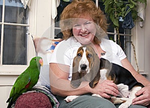 Woman with pets