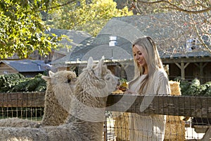 Woman at Petting Zoo