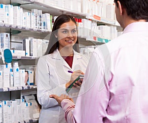 Woman pharmacist at the chemists shop