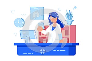 Woman pharmacist reading recipe