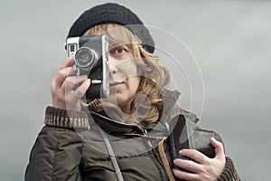 Woman with a photo camera
