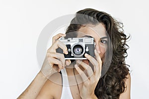 Woman Photographer Camera Focus Photography Concept