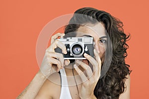 Woman Photographer Camera Focus Photography Concept