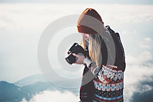 Woman photographer with photo camera