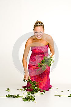 Woman picking flowers