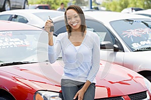 Woman picking new car