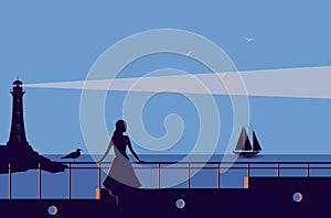 Woman on pier