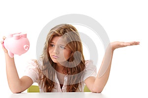 Woman and piggy bank