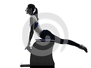 Woman pilates chair exercises fitness isolated