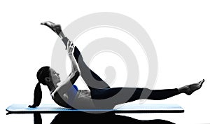 Woman pilates exercises fitness isolated photo