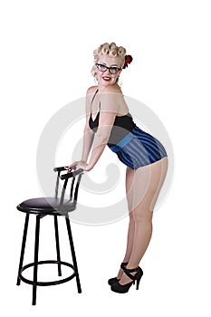 Woman in pin-up swimsuit posing - Isolated