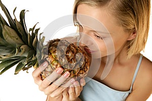 Woman with pineapple photo