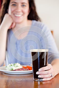 Woman with pint