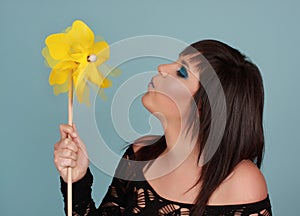 Woman and pinwheel