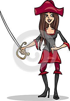 Woman pirate cartoon illustration