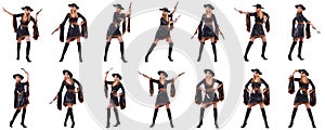 The woman pirate in various poses