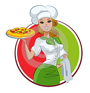Woman pizza cook