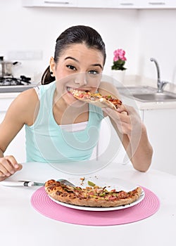 Woman with pizza