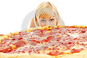 Woman and pizza