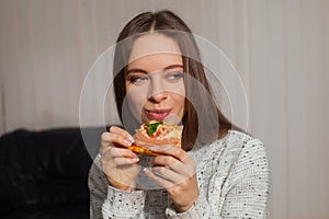 Woman and pizza