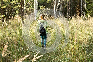 Woman play Geocaching.