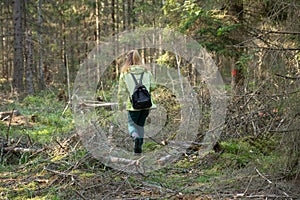 Woman play Geocaching.