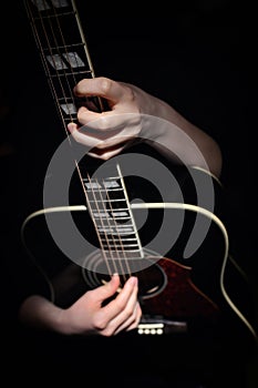 Woman Play Guitar Isolated