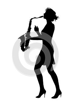 Woman play saxophone